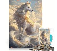 Puzzle Lupo Bianco con Dettagli Dorati,1000 Pezzi,Gioco di Concentrazione Mentale,Design a Incastro Perfetto,Sfida Mentale Interattiva per la Casa (38x26cm)