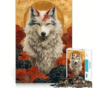 Puzzle Lupo Bianco con Segni Rossi e Blu,1000 Pezzi,Gioco per lo Sviluppo delle Abilità Cognitive,Superficie Liscia e Senza Sbavature,Attività Rilassante di Gruppo per Interni (50x75cm)