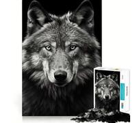 Puzzle Lupo Bianco e Nero da 1000 pezzi per adolescenti,gioco di memoria e concentrazione,taglio di qualità professionale,attività rilassante di gruppo al chiuso (38x52cm)