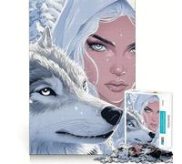 Puzzle Lupo Bianco e Sacerdotessa da 1000 pezzi per adolescenti,gioco stimolante per la mente,montaggio sicuro e stabile,divertimento assicurato per tutta la famiglia (38x26cm)