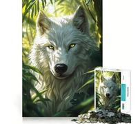 Puzzle "Lupo bianco e volpe nella giungla" da 1000 pezzi,gioco di abilità mentale,incastro stabile,parti che non si spostano,passatempo divertente per i lunghi weekend (50x75cm)