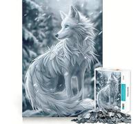Puzzle Lupo Bianco Guardiano Invernale,1000 pezzi,divertente,di qualità professionale,con taglio preciso,un regalo pensato per stimolare la mente (38x52cm)