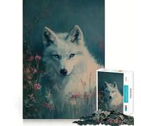 Puzzle "Lupo Bianco in Fiore" da 1000 pezzi,gioco creativo per sviluppare le capacità cognitive,componenti robusti e facili da tagliare,ideale da portare in viaggio,gioco per allenare la mente