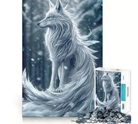 Puzzle Lupo Bianco Invernale da 1000 pezzi,gioco di costruzione che mette alla prova la concentrazione,montaggio sicuro e stabile,divertimento per le vacanze al chiuso (50x75cm)