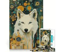 Puzzle "Lupo bianco nella giungla stellata" da 1000 pezzi,gioco di concentrazione mentale,tagli di precisione,bordi lisci,attività rilassante per serate tranquille (50x75cm)