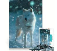 Puzzle Lupo Bianco nella Neve Invernale,1000 Pezzi,Giocattolo di Costruzione Concentrazione,Assemblaggio Sicuro e Sicuro,Divertimento per le Vacanze in Casa (38x52cm)