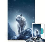 Puzzle "Lupo Bianco nella Neve" per adulti,1000 pezzi,gioco di memoria e allenamento per la mente,taglio preciso,finitura di alta qualità,un modo coinvolgente per trascorrere il tempo libero (50x75cm)