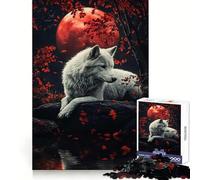 Puzzle "Lupo Bianco sotto la Luna di Sangue" da 1000 pezzi Ideale per stimolare la mente, creare un'atmosfera rilassante e creare un'esperienza piacevole Bordi definiti Regalo perfetto (50x75cm)