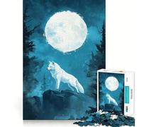 Puzzle "Lupo Bianco sotto la Luna Piena" da 1000 pezzi,gioco creativo che stimola la mente Componenti robusti e facili da tagliare,ideale per i viaggi Gioco di logica e regalo perfetto (38x52cm)