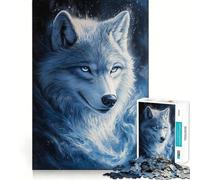 Puzzle Lupo Bianco tra Fiamme Blu,1000 Pezzi,Gioco di Abilità Creativa,Componenti Robusti e Precisi,Facile da Portare in Viaggio,Gioco per Allenare la Mente,Regalo (50x75cm)