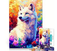 Puzzle "Lupo Bianco tra i Fiori" per adulti,1000 pezzi,gioco di memoria e allenamento per la mente,taglio preciso,finitura di alta qualità,un modo coinvolgente per trascorrere il tempo libero