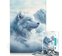 Puzzle "Lupo Bianco tra le Nuvole" da 1000 pezzi,gioco creativo e stimolante,con componenti robusti e facili da tagliare,ideale da portare in viaggio (38x26cm)