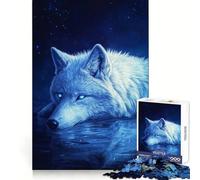 Puzzle "Lupo blu nella notte" per ragazzi, 1000 pezzi, stimolante per la mente, rilassante e di alta qualità, regalo perfetto (38x52cm)