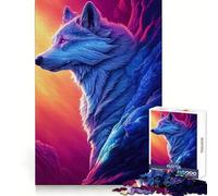 Puzzle Lupo Celeste da 1000 pezzi per adolescenti,ideale per la concentrazione mentale,il sollievo dallo stress,il divertimento,la vestibilità perfetta e un regalo speciale (38x52cm)