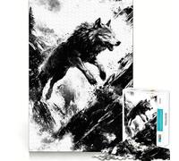 Puzzle "Lupo che salta tra le montagne" da 1000 pezzi Gioco di logica,pensiero creativo,taglio preciso,abilità artigianale,momento di tranquillità,esercizio mentale da fare a casa (38x52cm)