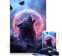 Puzzle Lupo che ulula al pianeta in fiamme per adolescenti, 1000 pezzi, benessere mentale, rilassante, divertente, a incastro perfetto, (38x26cm)