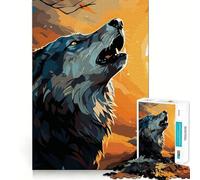 Puzzle "Lupo che ulula al tramonto nella foresta" per adulti,1000 pezzi,gioco stimolante per la mente,taglio preciso,allineamento perfetto,attività di condivisione per i propri cari (38x26cm)