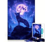 Puzzle "Lupo che ulula alla luna" da 1000 pezzi esercizio mentale divertente,pezzi che si incastrano perfettamente,un modo coinvolgente per passare il tempo libero (38x52cm)