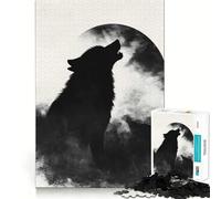 Puzzle "Lupo che ulula alla luna" da 1000 pezzi Gioco stimolante per la mente Incastro perfetto Comodo intrattenimento domestico per tutti (38x52cm)