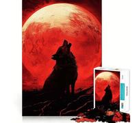 Puzzle "Lupo che ulula alla luna di sangue" da 1000 pezzi,gioco di logica,pezzi a incastro precisi,divertimento assicurato per tutta la famiglia (50x75cm)