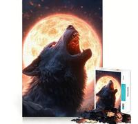Puzzle "Lupo che ulula alla luna di sangue" da 1000 pezzi stimola la concentrazione,divertente,con tecnologia di taglio laser avanzata,ideale da portare in viaggio,un gioco per allenare la mente
