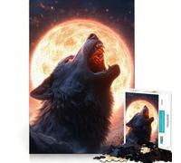Puzzle "Lupo che ulula alla luna di sangue" per adulti,1000 pezzi,gioco stimolante per la mente,pezzi precisi e facili da incastrare,attività rilassante di gruppo al chiuso (50x75cm)