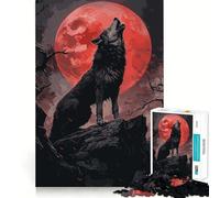 Puzzle "Lupo che ulula alla luna di sangue" per adulti,1000 pezzi,gioco stimolante per la mente,pezzi precisi e facili da incastrare,attività rilassante di gruppo al chiuso (38x26cm)