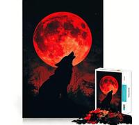 Puzzle "Lupo che ulula alla luna di sangue" per ragazzi,1000 pezzi,gioco stimolante per la mente,pezzi ben tagliati e senza sbavature,facile da imparare,divertimento per tutta la famiglia (38x26cm)
