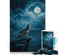 Puzzle "Lupo che ulula alla luna" per ragazzi,1000 pezzi per un gioco di divertimento mentale,connessione pulita e senza interruzioni,un modo coinvolgente per passare il tempo libero (38x26cm)