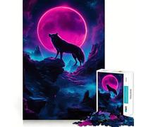 Puzzle "Lupo che ulula alla luna rosa" da 1000 pezzi esercizio mentale divertente,pezzi che si incastrano perfettamente,un modo coinvolgente per passare il tempo libero (50x75cm)