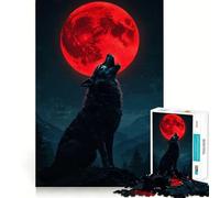 Puzzle "Lupo che ulula alla luna rossa" per adulti,1000 pezzi,gioco stimolante per la mente,pezzi precisi e facili da incastrare,attività rilassante di gruppo al chiuso (38x52cm)