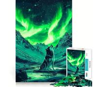 Puzzle "Lupo che ulula all'aurora boreale" da 1000 pezzi per adulti,gioco di memoria divertente,taglio esperto,attività di gruppo rilassante da fare in casa (50x75cm)