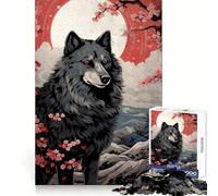 Puzzle Lupo, Ciliegi in fiore, Luna per adolescenti, 1000 pezzi, per sviluppare la concentrazione, per un relax piacevole, con incastri perfetti, il miglior regalo (50x75cm)
