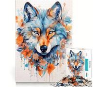Puzzle Lupo con Fiori,1000 Pezzi,Esercizio Mentale Divertente,Pezzi a Incastro Perfetto,Pezzi Precisi,Un Modo Coinvolgente per Trascorrere Ore Libere (38x52cm)