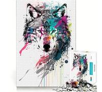 Puzzle Lupo da 1000 pezzi,gioco di costruzione che mette alla prova la concentrazione,montaggio sicuro e stabile,divertimento in casa durante le vacanze (38x26cm)