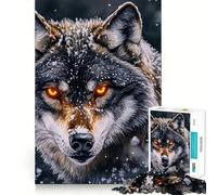 Puzzle "Lupo dagli occhi di fuoco" da 1000 pezzi,gioco cognitivo divertente,struttura a incastro precisa,attività per rafforzare i legami affettivi con i propri cari (38x26cm)