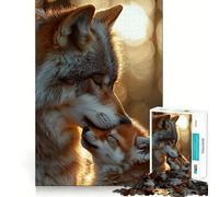 Puzzle Lupo e Cucciolo da 1000 pezzi,gioco di logica divertente,design a incastro perfetto, riunioni di famiglia (38x26cm)