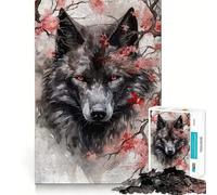 Puzzle "Lupo e Fiori di Ciliegio" da 1000 pezzi,divertente gioco di simulazione cognitiva,pezzi ad incastro perfetti,regalo di compleanno,rompicapo (50x75cm)