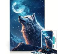 Puzzle Lupo e Luna da 1000 pezzi,gioco di memoria,qualità premium,taglio laser,attività coinvolgente per serate tranquille (38x26cm)