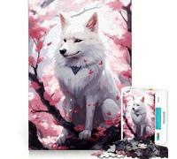 Puzzle Lupo Fiori di Ciliegio 1000 Pezzi Gioco Stimolante per la Mente Gioco a Incastro Perfetto per Intrattenimento Accogliente in Casa per Tutti (50x75cm)