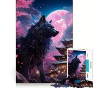 Puzzle Lupo in Fiore di Ciliegio per Adulti 1000 Pezzi Concentrazione Divertimento Dimensioni Uniformi Pezzi Precisi Attività di Coppia per Rafforzare il Senso della Persona (38x52cm)