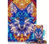 Puzzle Lupo in Vetro Colorato 1000 Pezzi Gioco di Logica e Pensiero Tecnico Taglio Artigianale Momento di Tranquillità Esercizio Mentale a Casa (38x26cm)