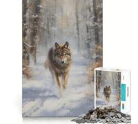 Puzzle "Lupo invernale in avvicinamento" per adulti,1000 pezzi,gioco stimolante per la mente,pezzi precisi e facili da incastrare,rilassante attività di gruppo al chiuso (50x75cm)