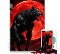 Puzzle "Lupo mannaro che ulula alla luna di sangue" da 1000 pezzi,gioco di memoria,divertente,con bordi lisci e incastro perfetto,un modo divertente per riempire le ore vuote (38x52cm)