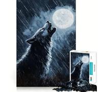Puzzle "Lupo mannaro che ulula sotto la pioggia" da 1000 pezzi Divertimento assicurato,taglio laser per un incastro perfetto Attività ideale per rafforzare i legami affettivi (38x52cm)