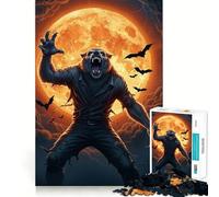 Puzzle "Lupo mannaro e luna ululante" per ragazzi,1000 pezzi,stimolante per la mente,divertente,con componenti robusti e ben definiti,un'attività di gruppo emozionante (38x26cm)