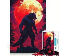 Puzzle "Lupo mannaro sotto la luna di sangue" da 1000 pezzi,divertente da giocare,senza sbavature,con pezzi ben tagliati,portatile e adatto ai viaggi (50x75cm)