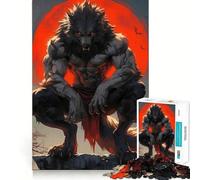 Puzzle "Lupo mannaro sotto la luna di sangue" da 1000 pezzi Divertimento assicurato con componenti robusti e dal taglio netto Un passatempo avvincente per rilassarsi in casa (38x26cm)