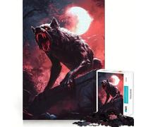 Puzzle Lupo mannaro sotto la luna di sangue da 1000 pezzi,gioco cognitivo divertente,taglio di alta precisione, alleviare lo stress (38x52cm)