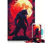 Puzzle "Lupo mannaro sotto la luna di sangue" per adulti,1000 pezzi,gioco di memoria e allenamento per la mente,taglio preciso,finitura di alta qualità,un modo coinvolgente per passare il tempo libero
